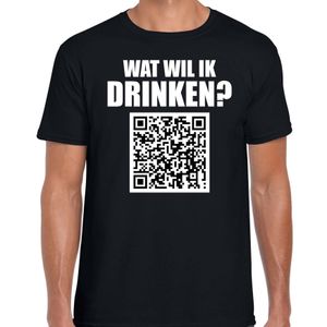 Carnaval QR code wat wil ik drinken feest t-shirt heren zwart - Feest/ drank shirts