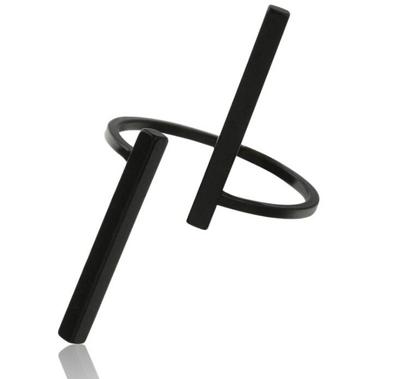 Creatieve eenvoudige geometrie opening vinger ringen persoonlijkheid sieraden (zwart)