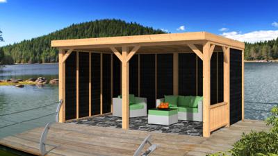 Tuindeco Wezep buitenverblijf met zwarte wanden 500x400 cm - Bouwpakket- Plat dak- - Tuindeco