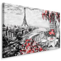 Schilderij - Cafe in Parijs  , Wanddecoratie , Premium print
