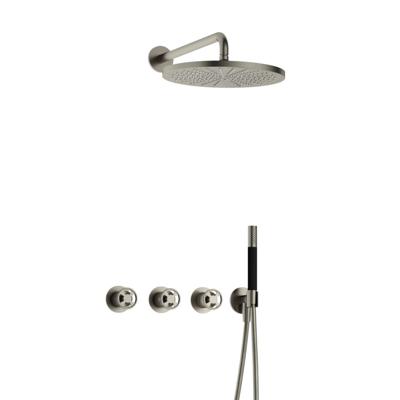 Hotbath Cobber - CW7067 - Inbouw Regendoucheset - Geborsteld Nikkel - 2 Stopkranen - Thermostatisch - Wandarm 40 cm - Hoofddouche 300 mm - Ronde Handdouche - met M106 - Waterbesparend