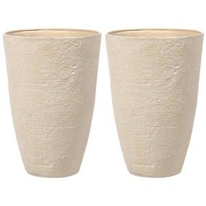 Beliani - CAMIA - Bloempot set van 2 - Beige - 51 cm - Stenenmix