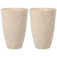 Beliani - CAMIA - Bloempot set van 2 - Beige - 51 cm - Stenenmix