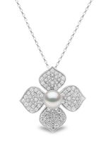 Yoko London pendentif Petal en or blanc 18ct serti de perles et diamants - Argent