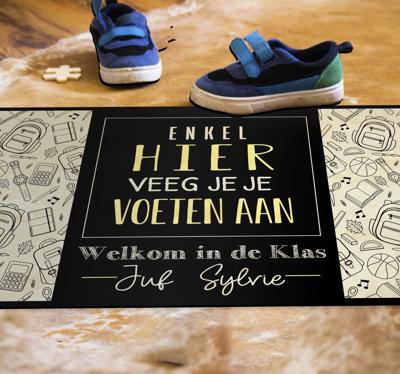 Veeg je voeten vinyl vloerkleed met naam Veeg je voeten vinyl vloerkleed met naam