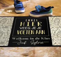 Veeg je voeten vinyl vloerkleed met naam