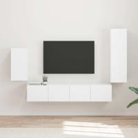 Tv-meubelset Wandgemonteerd 3 pcs Wit Bewerkt hout