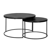 Salontafel Bolder set van 2 aluminium zwart (Zwart)