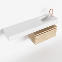 Toiletmeubel Mondiaz Andor | 120 cm | Meubelkleur Washed oak | Lex vrijhangend wastafel Talc Rechts | 1 kraangat