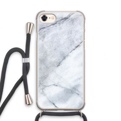 Witte marmer: iPhone 8 Transparant Hoesje met koord