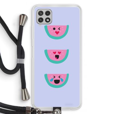 Smiley watermeloen: Samsung Galaxy A22 4G Transparant Hoesje met koord