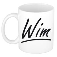 Wim Naam koffiemok - beker - met sierlijke letters - wit - 300 ml - Cadeau - Heren