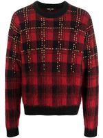 Roberto Cavalli pull clouté à motif tartan - Rouge