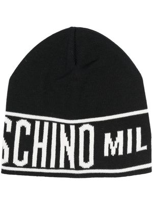 Moschino bonnet bicolore en maille nervurée - Noir