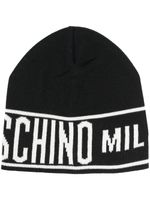 Moschino bonnet bicolore en maille nervurée - Noir