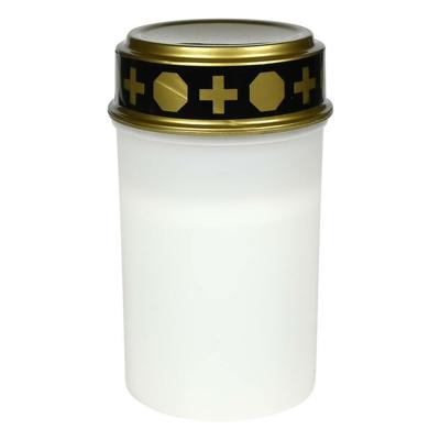 Benson Grafkaars/gedenklicht - LED licht - wit - waterbestendig - op batterijen - D6,5 x 12 cm