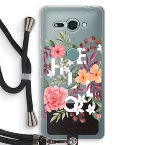 Hello in flowers: Sony Xperia XZ2 Compact Transparant Hoesje met koord