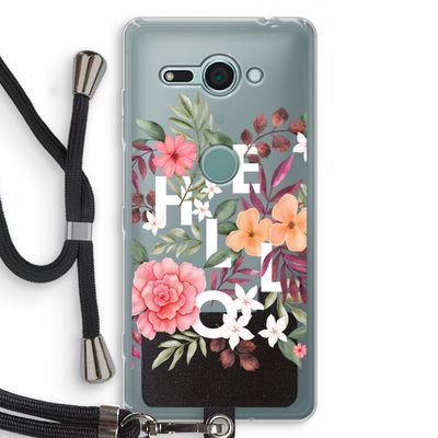 Hello in flowers: Sony Xperia XZ2 Compact Transparant Hoesje met koord