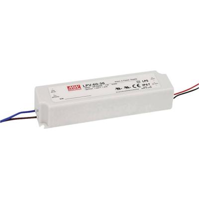 MW Mean Well LPV-60-36 LED-transformator Constante spanning 60 W 0 - 1.67 A 36 V/DC Niet dimbaar, Overbelastingsbescherming 1 stuk(s)