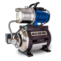 VB 25/1500 INOX Hydrofoorpomp, met INOX waaier, pompbehuizing en drukvat, 1500 W, 6,300 l/h, 4,8 bar, 25 L