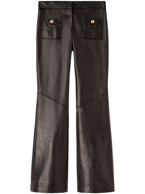 Palm Angels pantalon évasé en cuir à taille mi-haute - Noir