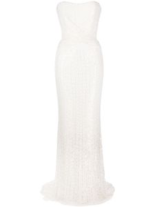 Jenny Packham robe longue Mia à sequins - Blanc