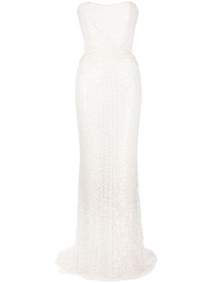 Jenny Packham robe longue Mia à sequins - Blanc