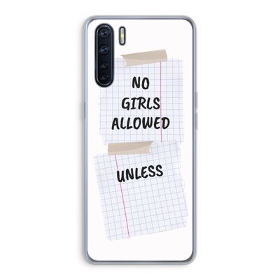 No Girls Allowed Unless: Oppo A91 Transparant Hoesje