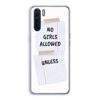 No Girls Allowed Unless: Oppo A91 Transparant Hoesje