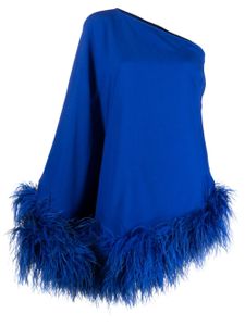 Taller Marmo robe courte à bords ornés de plumes - Bleu