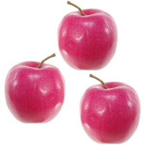 Kunstfruit decofruit - 3x - appel/appels - ongeveer 8 cm - rood