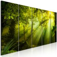 Schilderij - Zonlicht door de bomen, 5 luik - thumbnail