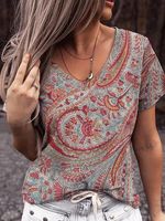 V Neck Paisley T-Shirt - thumbnail