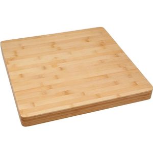 Grote snijplank/serveerplank vierkant 37 x 3,5 cm van bamboe hout - Snijplanken