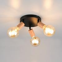 Trio PlafondlampLamego 3-lichts zwart met hout - R86683335