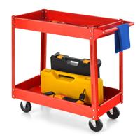 Werkplaatswagen met 2 Etages Gereedschapswagen met Handgreep Werkplaatswagen van Metaal 85 x 41 x 79 cm Rood / Zwart