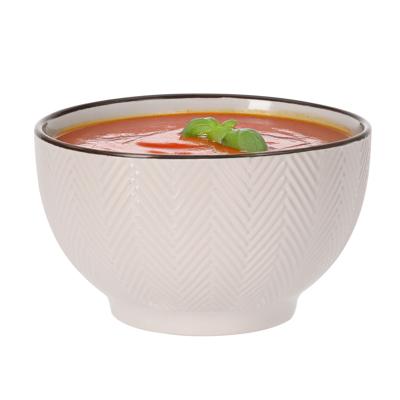 Soepkom Fishbone - beige - 14 x 8 cm - keramiek - kommetjes - 680 ml