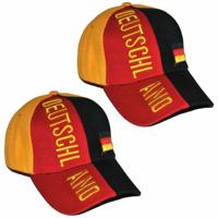 Supporters baseballcap/pet - 2x - Duitsland - landen/supporters thema Supporters baseballcap/pet - 2x - Duitsland - landen/supporters thema