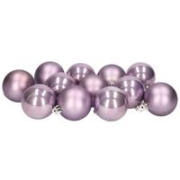 12x stuks kunststof kerstballen lichtpaars 6 cm glans/mat - thumbnail