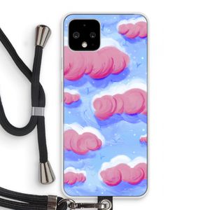 Roze wolken met vogels: Pixel 4 Transparant Hoesje met koord