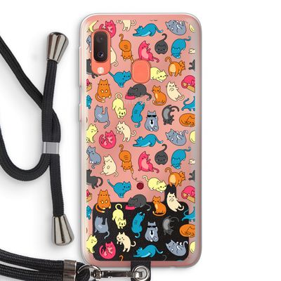 Kleurrijke katten: Samsung Galaxy A20e Transparant Hoesje met koord