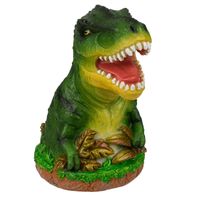 Out of the Blue Spaarpot Dinosaurus T-REX - groen - polyresin - 15 x 13 cm - met afsluitdop - Kinderen - Spaarpotten - thumbnail