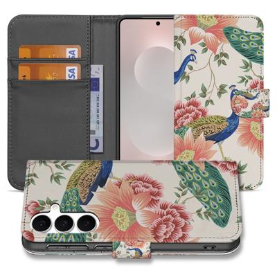 Samsung Galaxy S25 FE Hoesje Met Pasjes Pink Peacock PU Leer 3 Pasjes