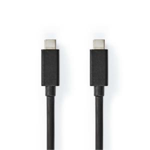 Nedis USB-Kabel | USB 3.2 Gen 2x2 | USB-C Male | USB-C Male | 100 W | 4K@60Hz | 20 Gbps | Vernikkeld | 2.00 m | Rond | PVC | Zwart | Doos -