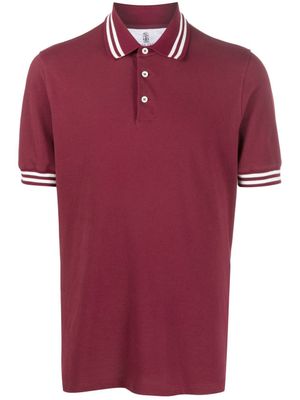 Brunello Cucinelli polo à bords rayés - Rouge