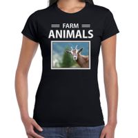 Geiten t-shirt met dieren foto farm animals zwart voor dames - thumbnail