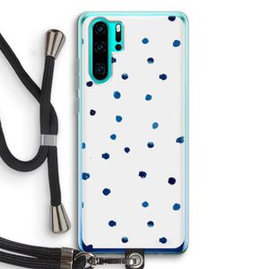 Blauwe stippen: Huawei P30 Pro Transparant Hoesje met koord