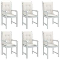 Stoelkussens 6 st lage rug 100x50x4 cm stof gemêleerd crème