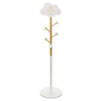 Kapstok - beige/wit - MDF hout - 5 haaks - 35 x 135 cm