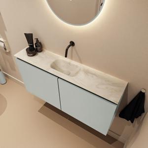 Toiletmeubel Mondiaz Ture Dlux | 100 cm | Meubelkleur Greey | Eden wastafel Ostra Midden | Zonder kraangat